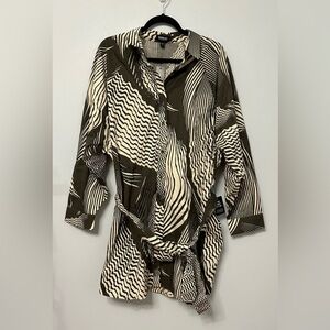 Express Tie Waist Long Sleeve Portofino Shirt Dress